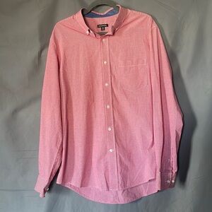 George Men’s Red and White Checkered Button-Down in Size Large 42-44